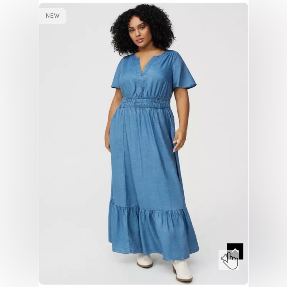 Torrid - Y Neck Chambray Maxi Dress